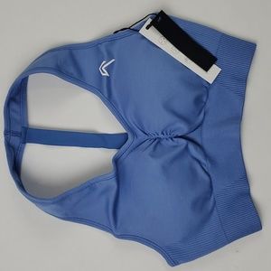 ONER ACTIVE CLASSIC SEAMLESS 2.0 V-NECK BRALETTE IN LIGHT DENIM MARL,  Medium